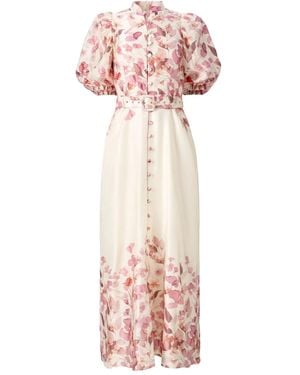 MOOS STUDIO Rosewind Puff-Sleeve Floral-Print Dress - Pink