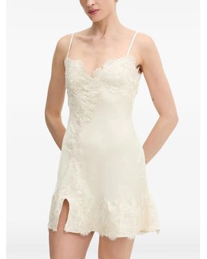 Bardot Alerie Lace-Trim Side-Slit Mini Dress - White