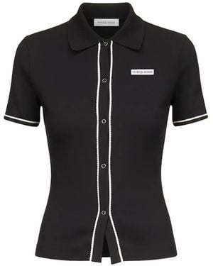 Marine Serre Polo En Jersey À Logo - Black