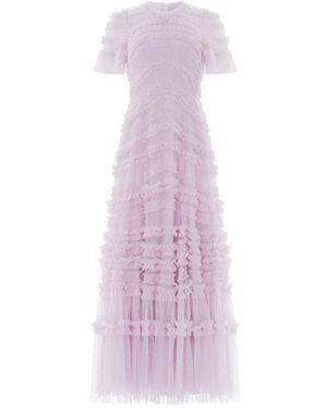 Needle & Thread Amara Ruffled-Detail Maxi Dress - Purple