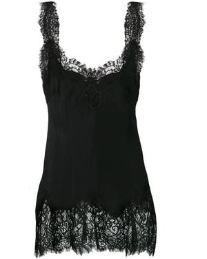 Gold Hawk Lace Trim Tank Top - Black