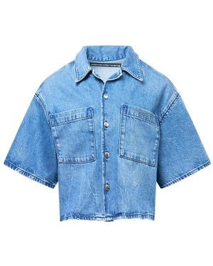 Alexander Wang Cropped Short-Sleeve Shirt - Blue