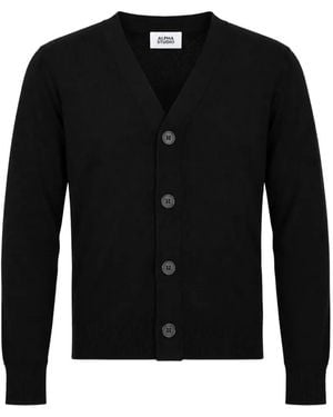 Alpha Studio V-Neck Button-Up Cardigan - Black