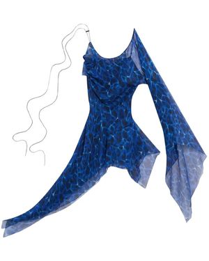 KNWLS Asymmetrical Print Dress - ブルー