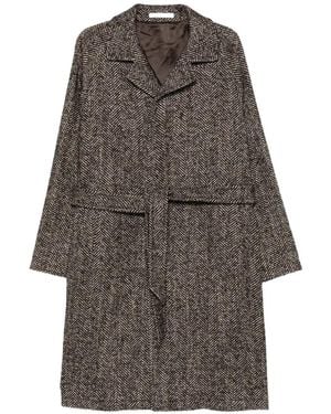 Tagliatore Herringbone-Pattern Belted Coat - Grey