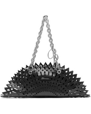 Blumarine Laser-Cut Chain Shoulder Bag - Black