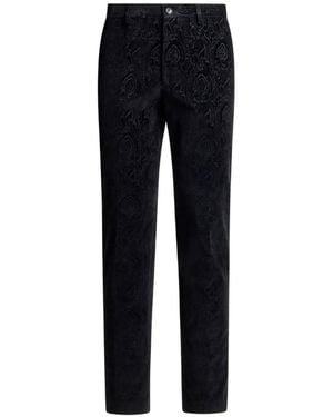 Etro Cotton Velvet Trousers With Arnica Motif - Black
