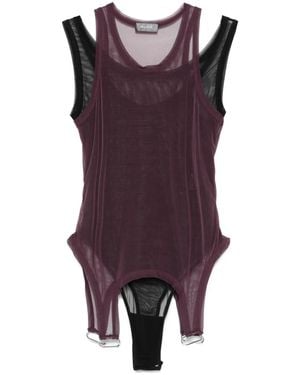 Mugler Mesh Layered Bodysuit - Purple