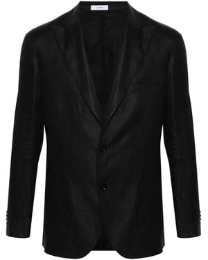 Boglioli Single-Breasted Linen Blazer - Black