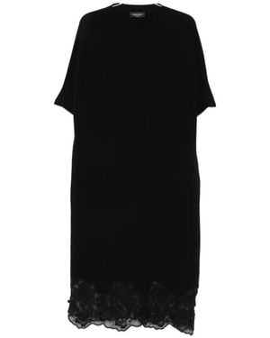Fabiana Filippi Lace-Trim Short-Sleeve Dress - Black
