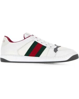 Gucci Web-Stripe Lace-Up Sneakers - White
