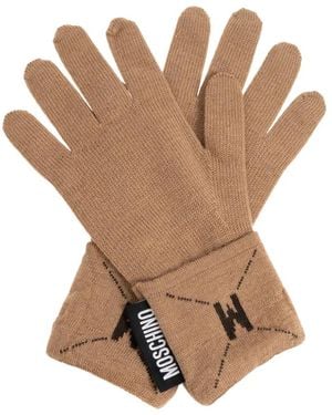 Moschino Logo-Tag Wool Gloves - Brown