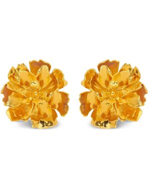 Oscar de la Renta Large Peony Clip-On Earrings - Yellow