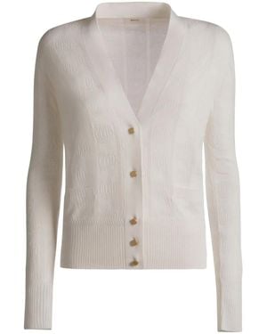 Bally Emblem Jacquard-Cardigan Aus Seidengemisch - Weiß