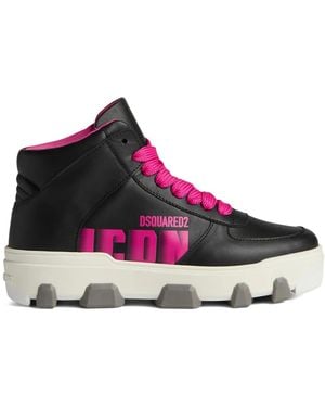DSquared² Icon-Motif Lace-Up Trainers - Pink