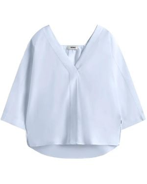 Ecoalf V-Neck Gathered-Back Shirt - Blue