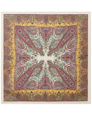 Etro Paisley-Print Silk Pocket Square Scarf - Yellow