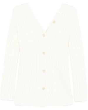 Theory Button-Back V-Neck Cardigan - White