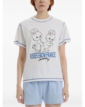 Carne Bollente Xoxo, Serena Graphic-Print Contrast-Stitch T-Shirt - White