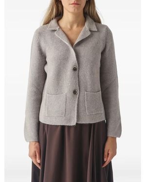 Gran Sasso Knit Notched-Lapel Cardigan - Gray