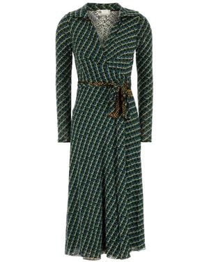Diane von Furstenberg Abito Phoenix Midi Reversibile - Verde