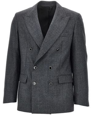 MARSĒM Blazer Doppiopetto Con Revers A Lancia - Nero