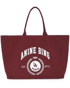 Anine Bing Leo Canvas Tote Collegiate - Purple