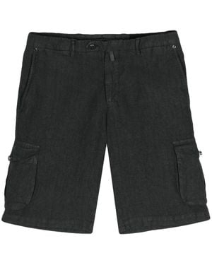 Kiton Linen Chambray Cargo Shorts - Black