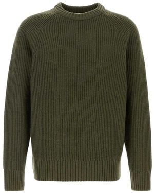 Closed Ribbed-Knit Wool Sweater - Green