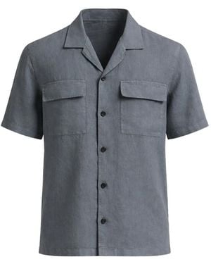 Peserico Linen Camp-Collar Shirt - Grey