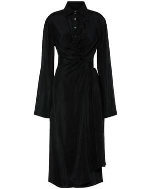 Maison Margiela ツイスト ドレープ シャツドレス - ブラック