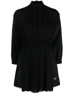 Prada Pleated High-Neck Playsuit - Black