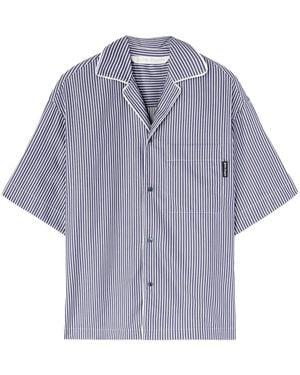 Palm Angels Curved Logo-Print Striped Shirt - Purple