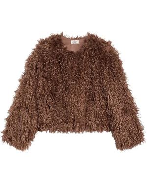 Pence Faux-Fur Round-Neck Jacket - Brown