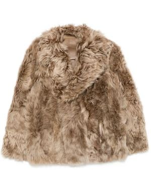 Yves Salomon Shearling Double-Breasted Jacket - Natural