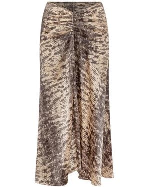 Isabel Marant Falda Midi Laren Fruncida - Neutro