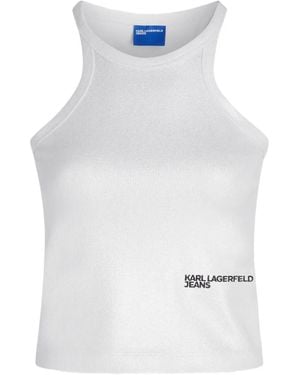 KARL LAGERFELD Coated Ribbed Tank Top - White