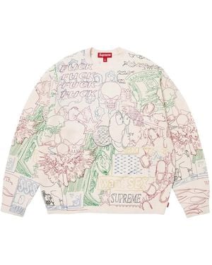 Supreme Pullover Mit Collage-Stickerei - Weiß