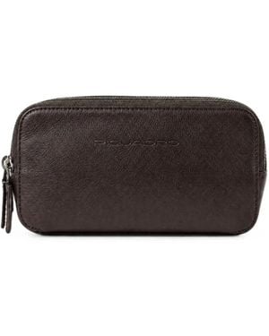 Piquadro Logo-Debossed Zip-Around Wallet - Black