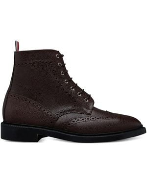 Thom Browne Schnürstiefel mit Lochmuster - Schwarz