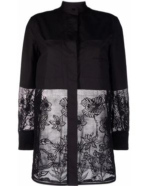 Ferragamo Longline Cordonetto Lace Shirt - Black