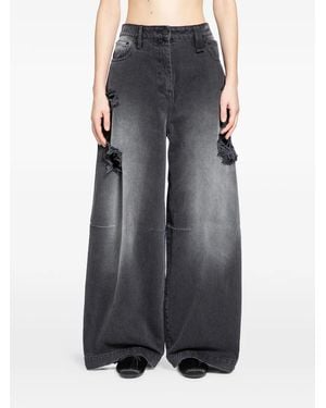 Simone Rocha Distressed Wide-Leg Jeans - Gray