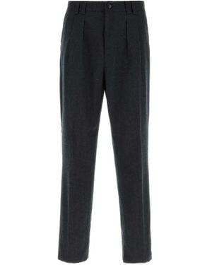 Canali Pleated Wool Trousers - Black