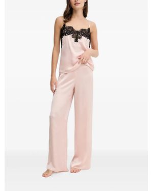 Guess Daphne Lace-detail Pajama Set - Pink