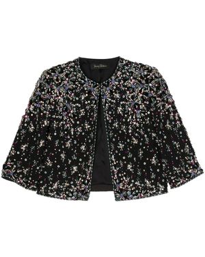 Jenny Packham Vanity Bead-Embellished Cropped Jacket - Black