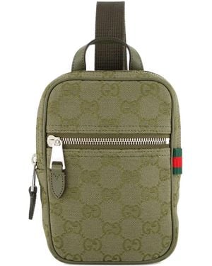Gucci Gg Monogram Canvas Shoulder Bag - Green