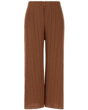 Pleats Please Issey Miyake Monthly Colors: March Pleated Palazzo Trousers - Brown