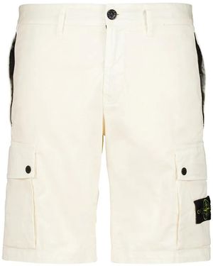 Stone Island L100019 Stretch-Organic-Cotton Twill Shorts - Natural
