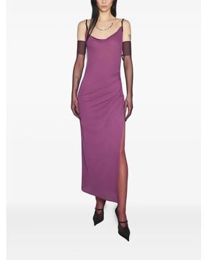 Mugler Side-Split Midi Dress - Purple