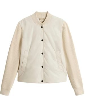 Woolrich Hybrid Nylon Bomber Jacket - White